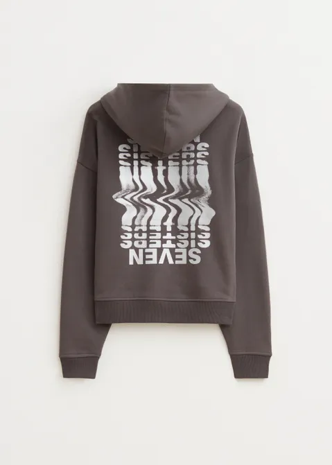 Hoodie met print faded antraciet (ANTRA)