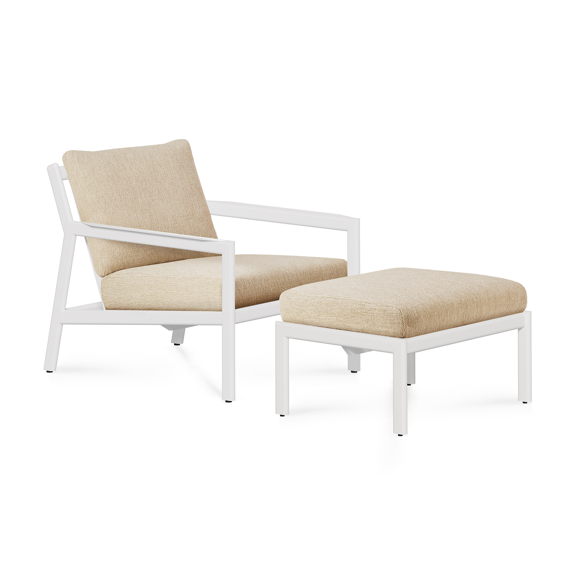 Jack loungestoel - wit aluminium - compleet - naturel kussens