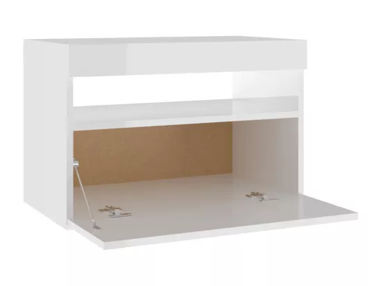 Tables de chevet lumières LED 2 pièces blanc brillant 60x35x40 cm