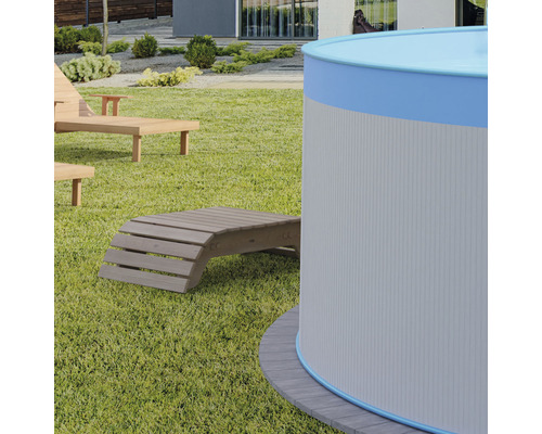 Opbouwzwembadset van staalwand Planet Pool rond Ø 350x90 cm incl. patroonfiltersysteem & ladder wit met blauwe overlapping