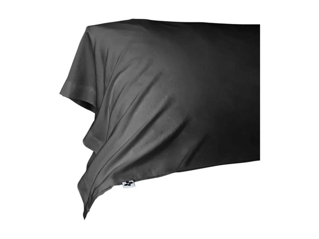DALIA - Taie de Traversin 185x85cm 100 % Viscose de Bambou Noire
