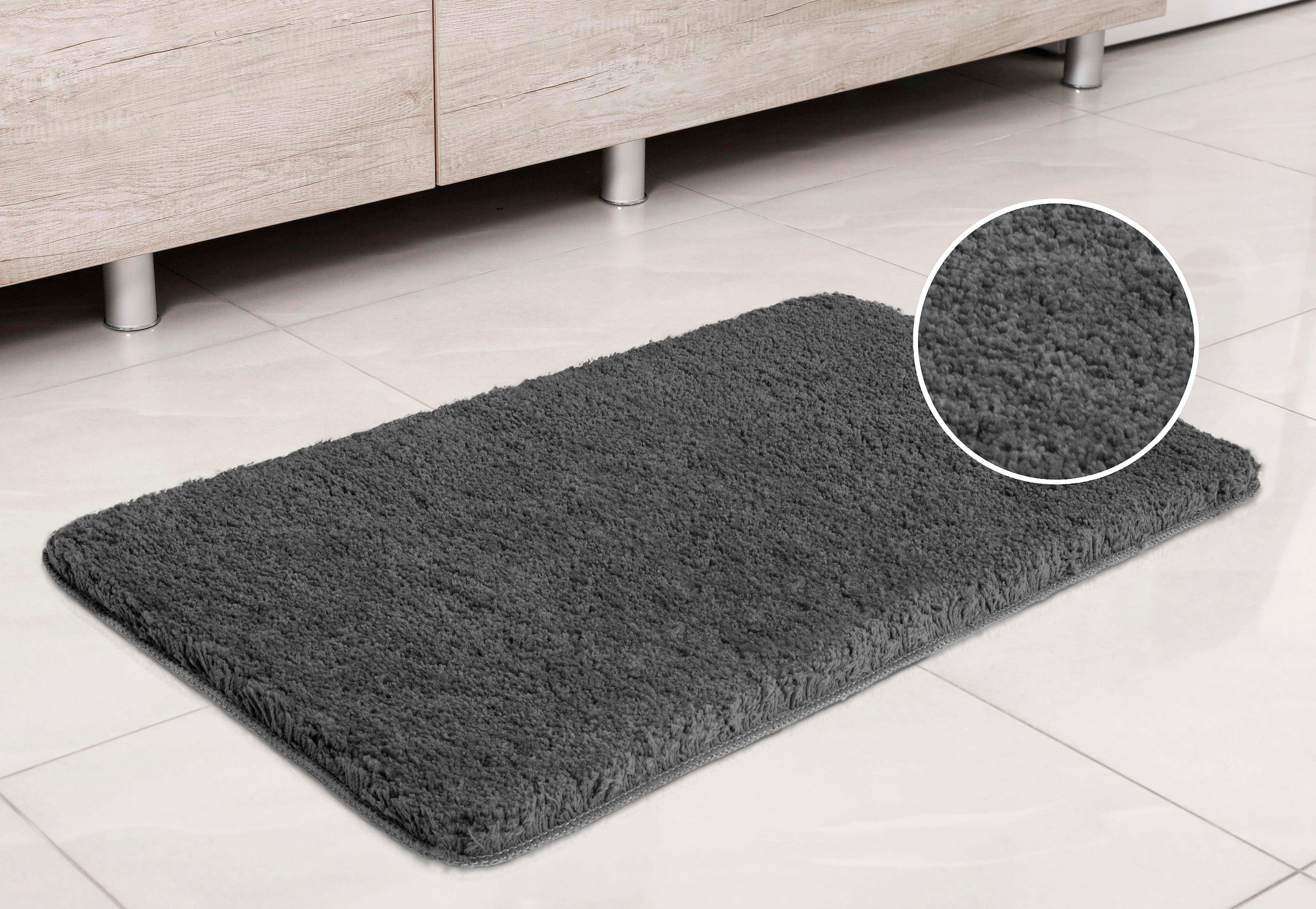 my home Badematte »Sanremo, Badvorleger, Badezimmer Teppich, sehr weich« Höhe 30 mm rutschhemmend beschichtet fussbodenheizungsgeeignet | schnell trocknend Badteppich, unifarben, rechteckig, rund & als 3-tlg. Set erhältlich