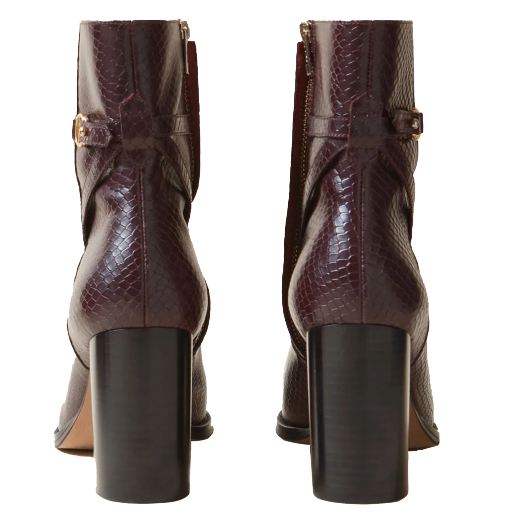 Bottines en cuir embossé croco | Rouge