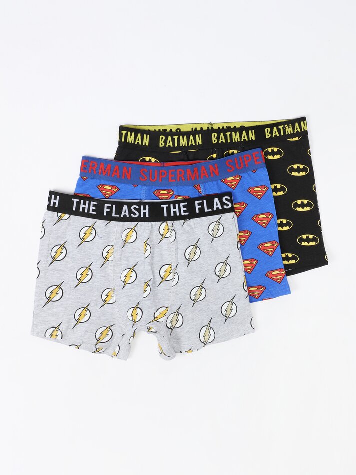 Cuecas Boxer DC Heroes - Pacote com 3 unidades - Cores Variadas