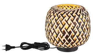 GLOBO Retrofit Tischlampe Colly Schwarz /Naturfarbig 20x20cm H19,5cm