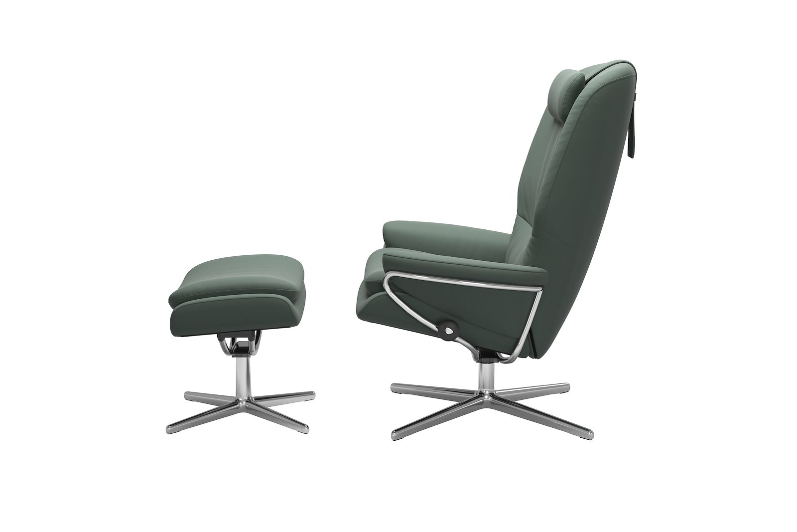 Rome lenestol m/krakk Hud Paloma Sage Green - Cross - Chrome