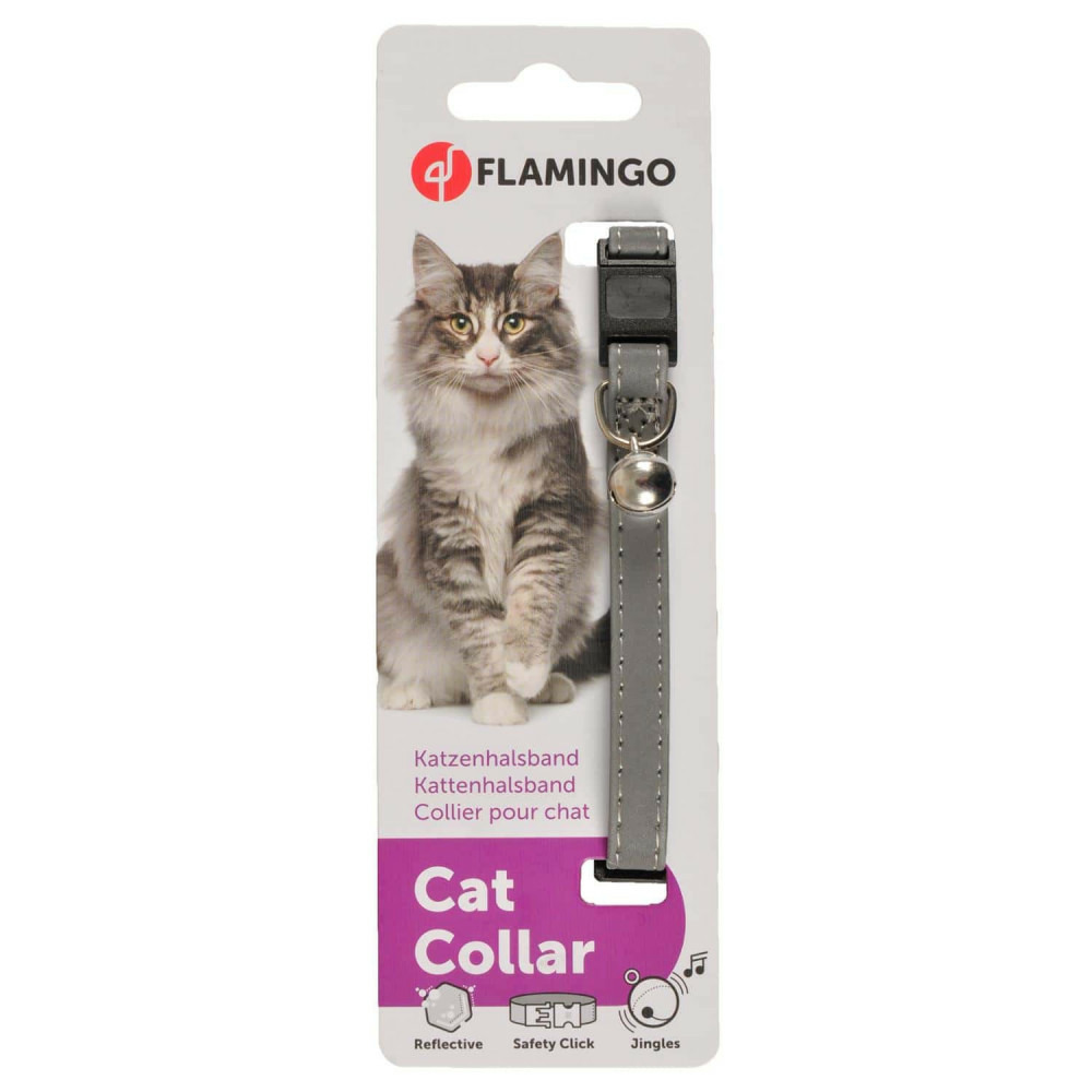 1 collier réfléchissant gris pour chat