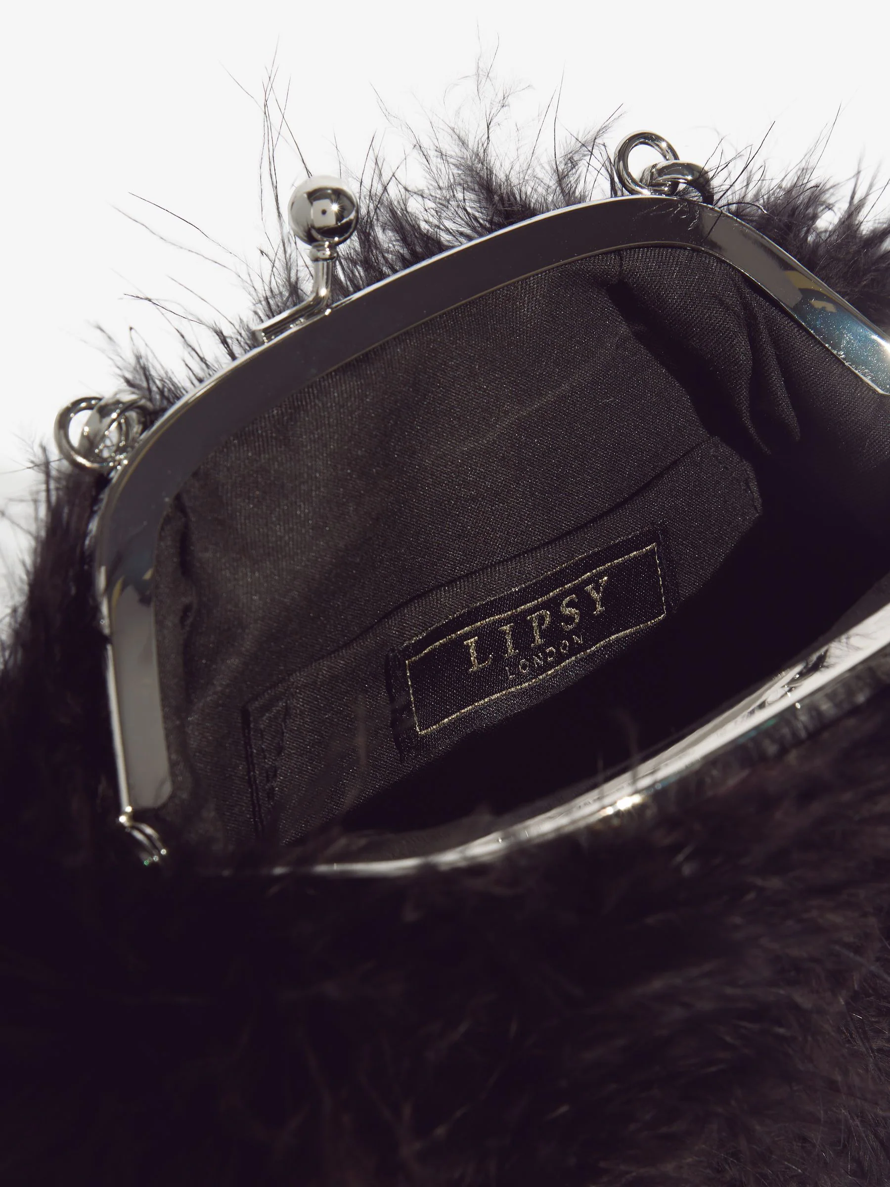 Zwart - Lipsy Feather Top Handle Clutch Bag