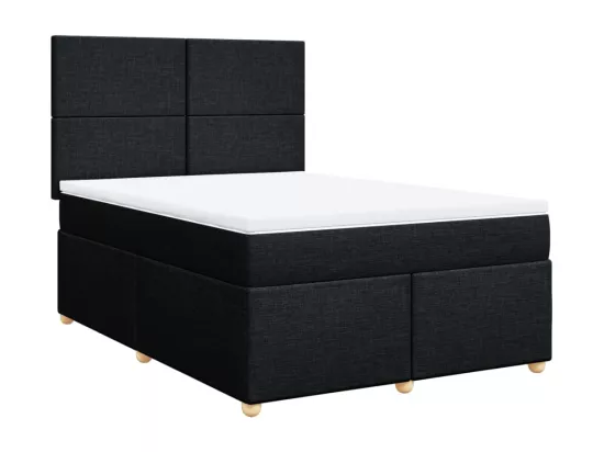 Sommier à lattes de lit avec matelas Noir 140x190 cm Tissu