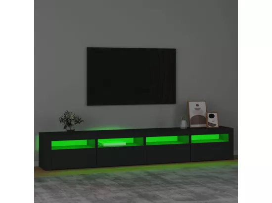 Meuble TV avec lumières LED Noir 240x35x40 cm