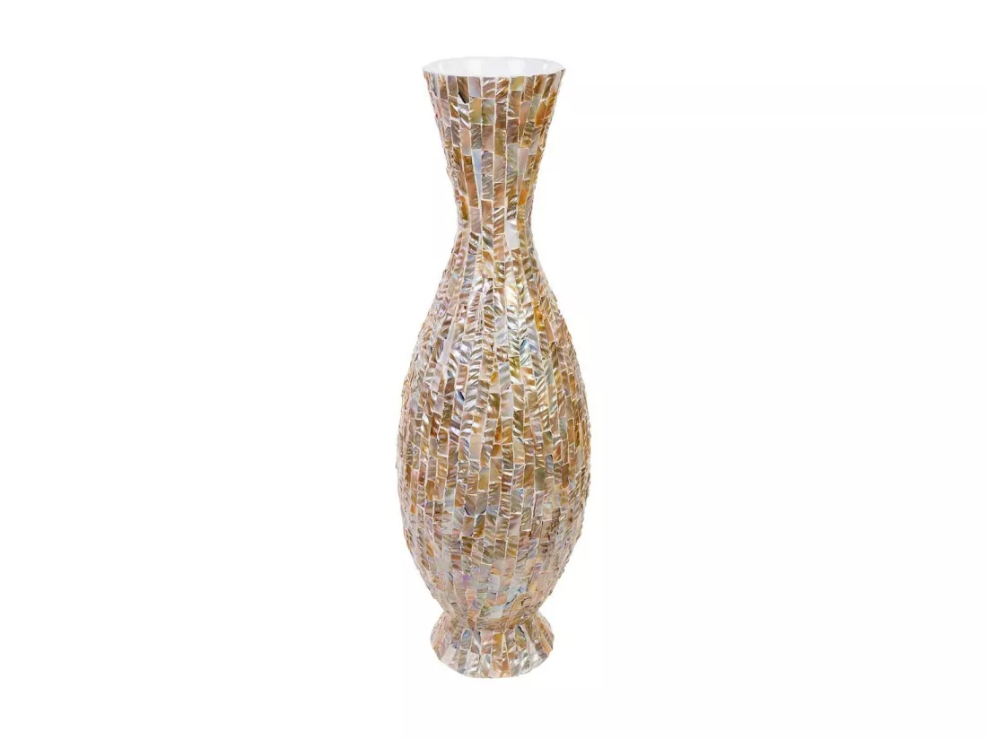 Vase en nacre marron et bois D28x91h cm