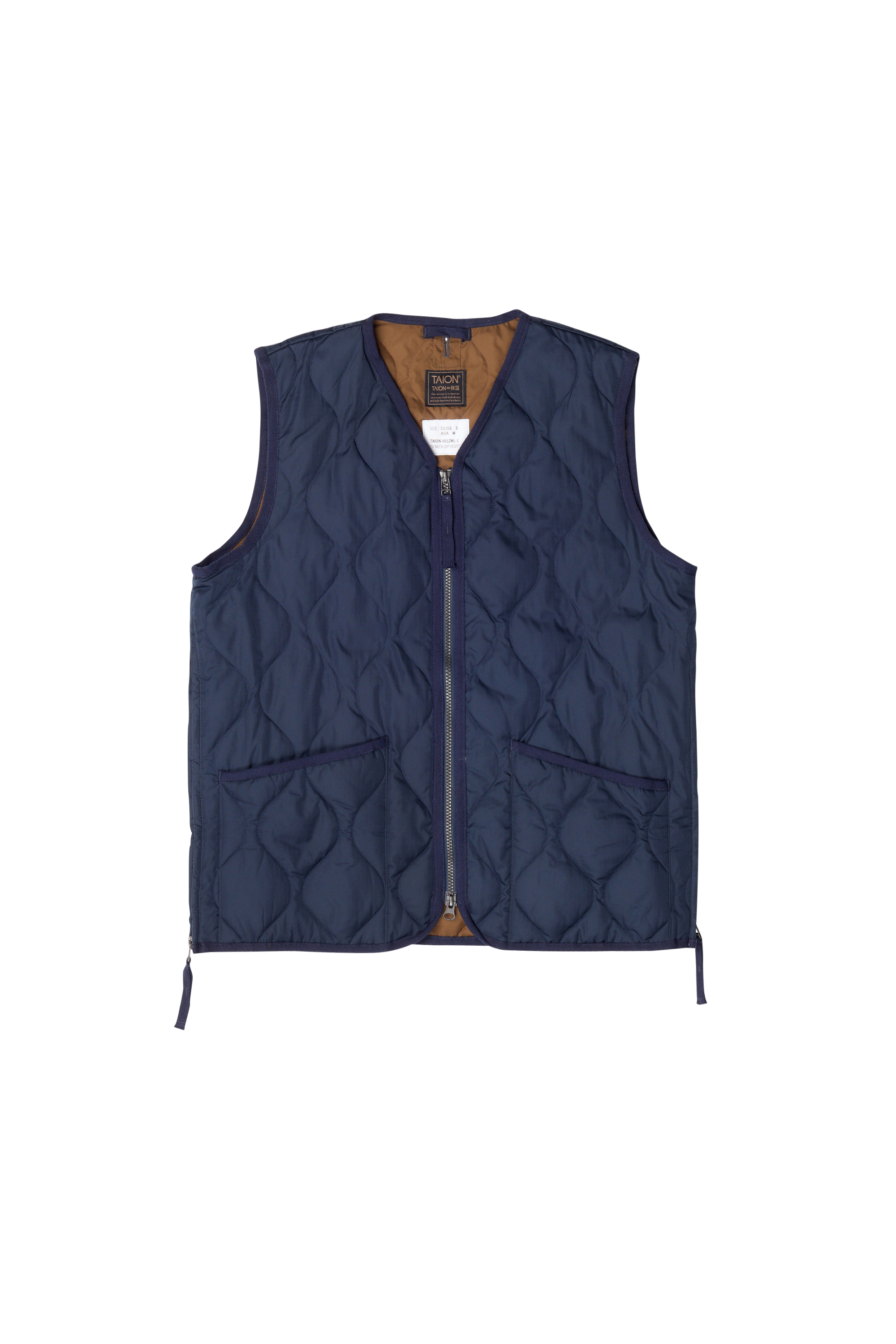 TAION Doudoune MILITARY ZIP V-NECK Bleu