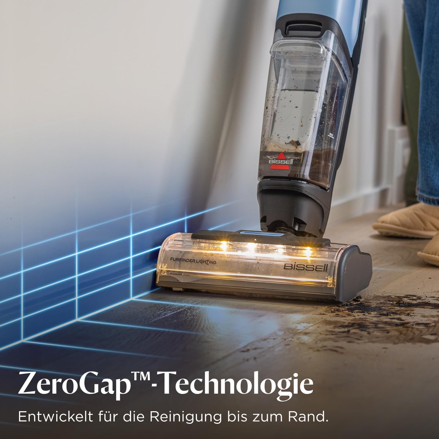 BISSELL CrossWave EdgeFind, Staubsauger mit Wischfunktion, leistungsstarke Reinigung von Verschmutzungen durch Haustiere, Nasssauger mit ZeroGap-Tech, Waschsauger, verschiedene Oberflächen, 4159N