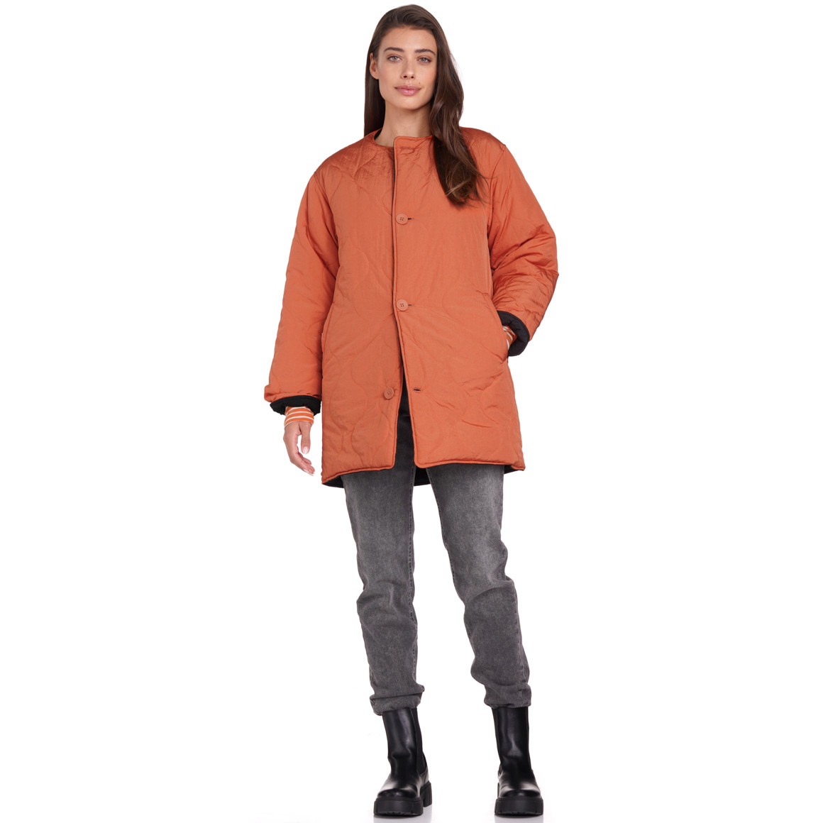 Jonas Nielsen Damen Steppjacke beidseitig tragbar orange / schwarz