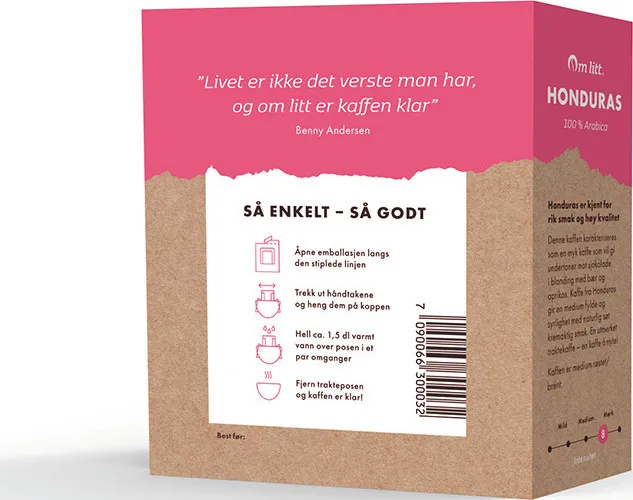 Om Litt Honduras Kaffe Filter Medium Brent/røsted
