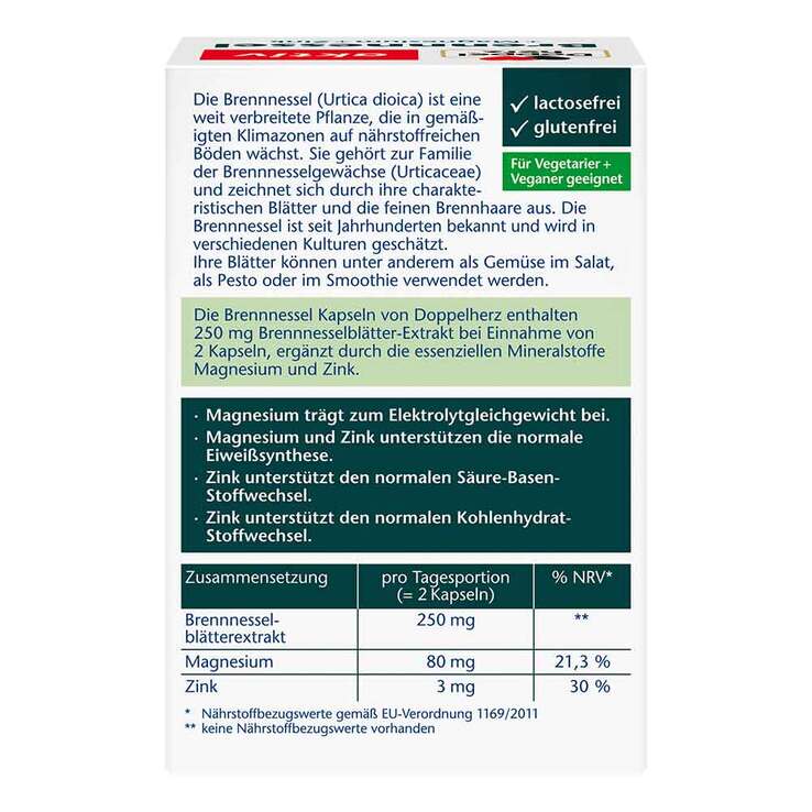 Doppelherz Brennnessel + Magnesium + Zink Kapseln, 60 St