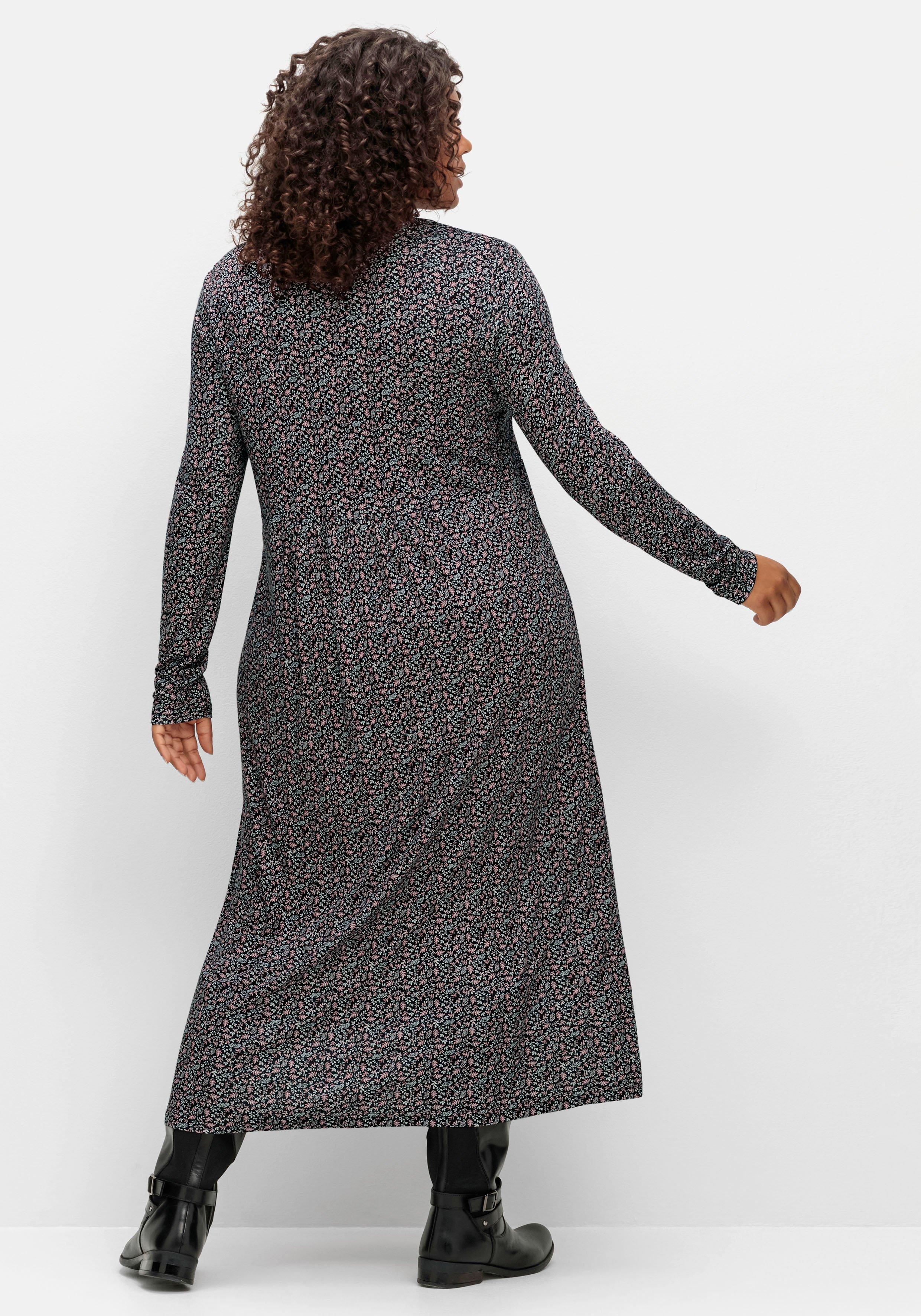 Jerseykleid mit Minimalprint und Kontrastknöpfen