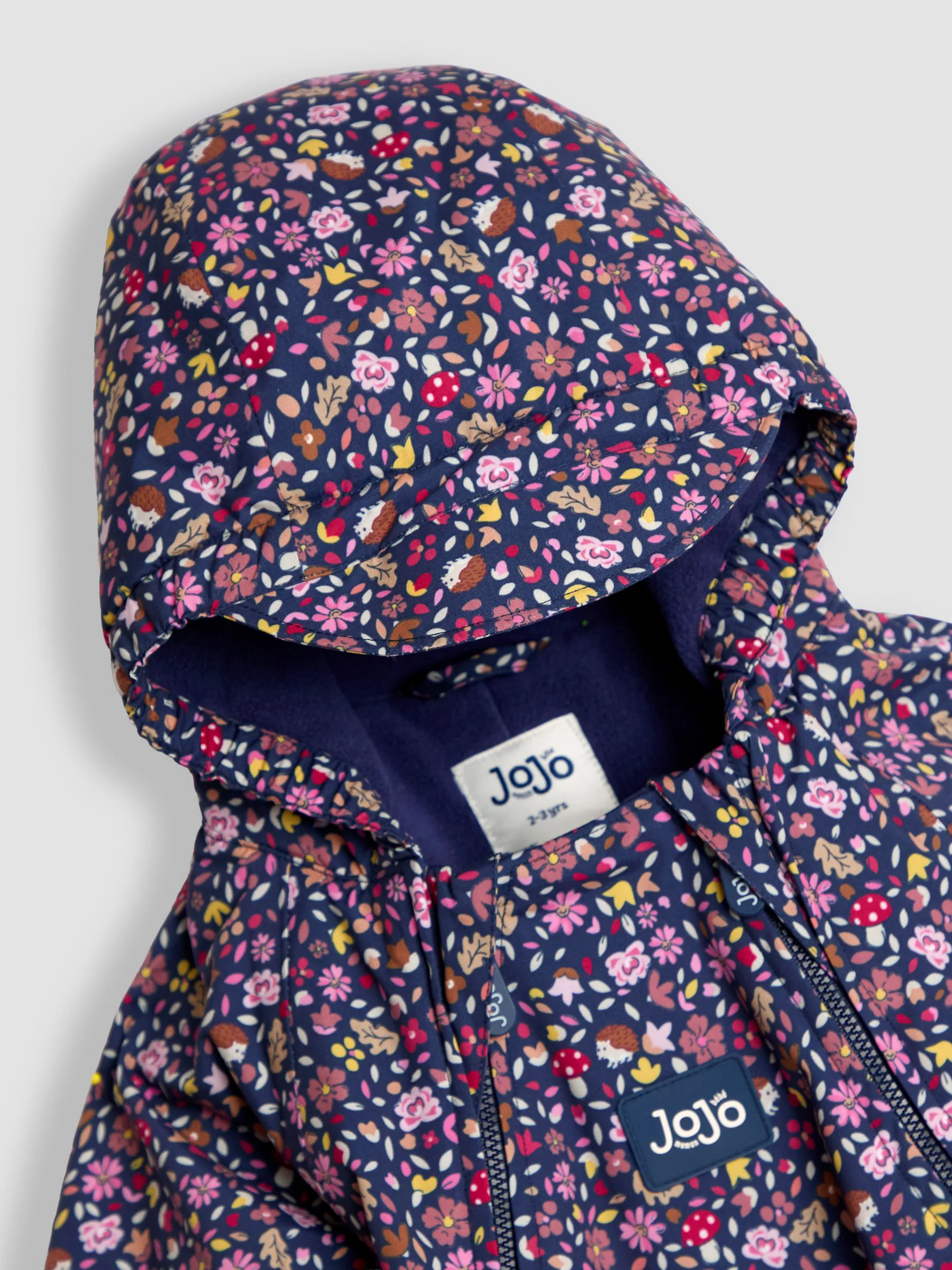 Marineblauw egel - JoJo Maman Bébé - Waterdicht regenpak met fleecevoering