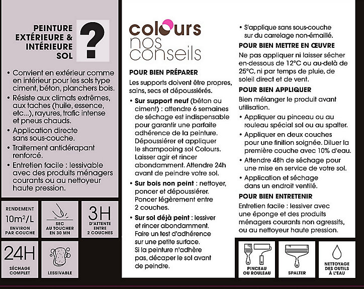 Peinture extérieure sol Colours Premium blanc satin 0,5L