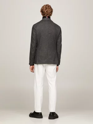 Blazer Slim Fit com Estampa Pied-de-Poule Micro
