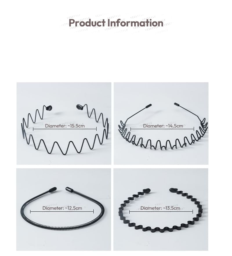 Porcini - Set van 3: Gezichtsreiniger hoofdband van legering (verschillende designs)