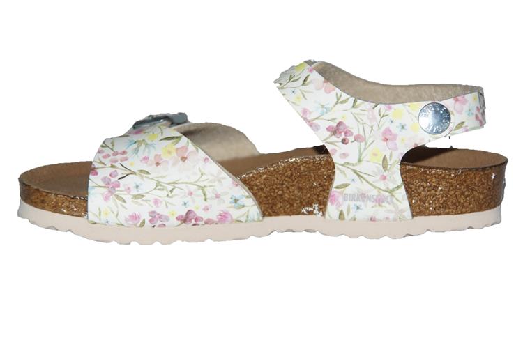 Birkenstock Rio Plain Breed Watercolor Flower White