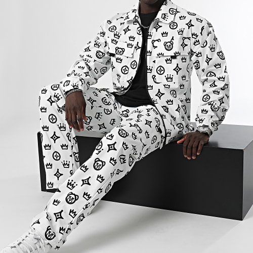 Ensemble Veste Zippée Et Pantalon Cargo Rush 0079 Blanc
