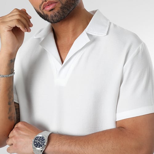 Polo Manches Courtes Effet Lin 0223 Blanc