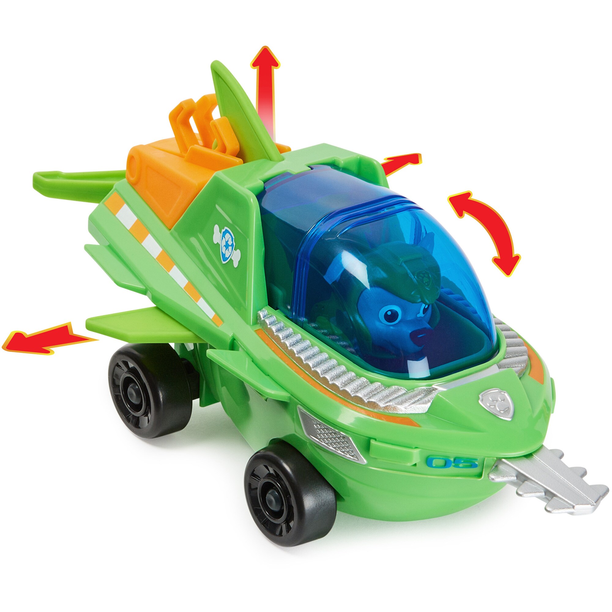 Spin Master Spielfahrzeug PAW Patrol Aqua Pups - Basis Fahrzeug im Sägefisch-Design mit Rocky-Welpenfigur