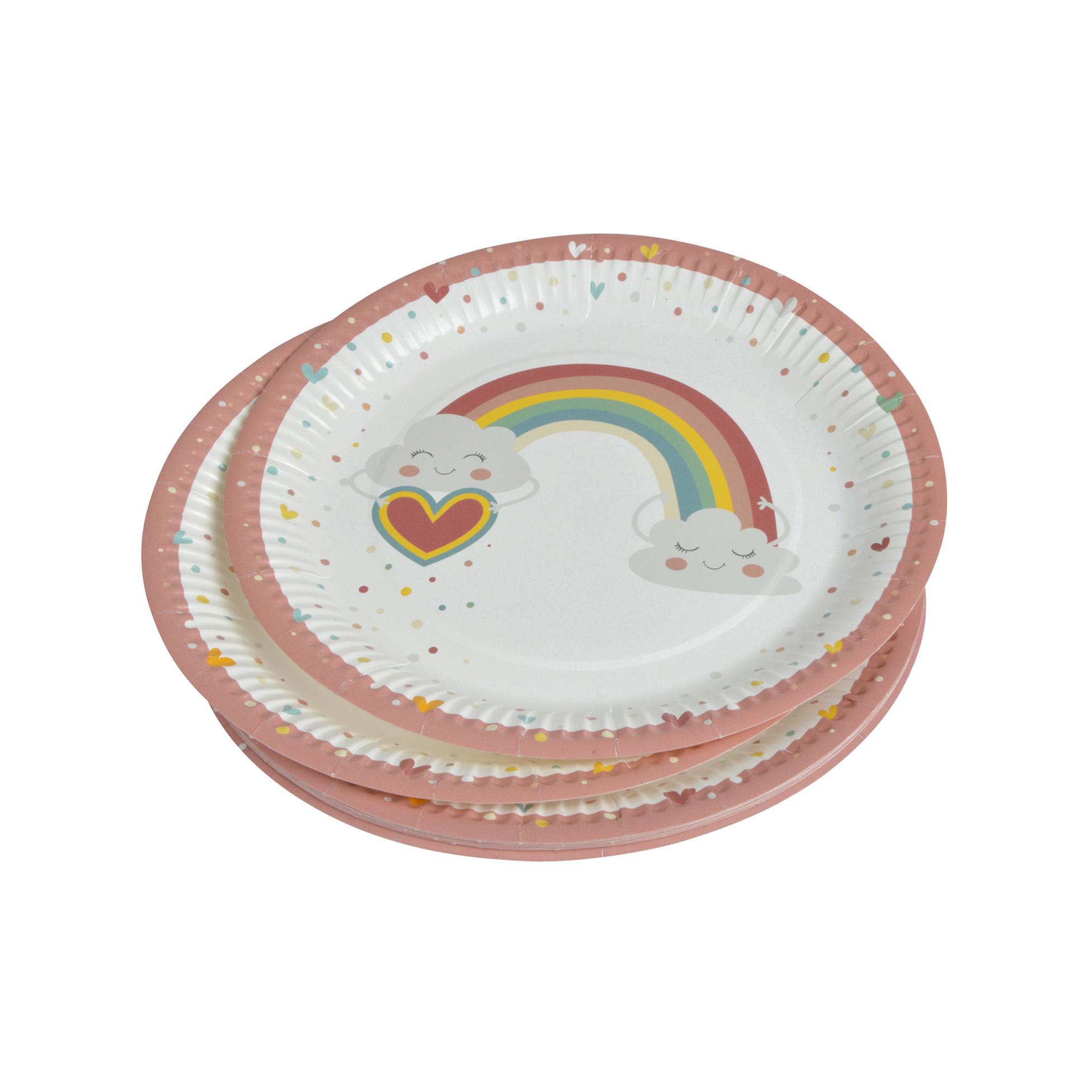 SET 6 ASSIETTES CARTON D.18CM RAINBOW ROSE