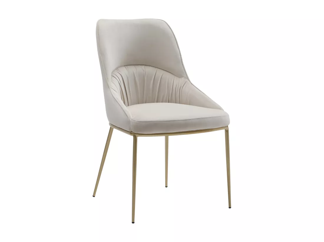 Lot de 2 chaises en velours et métal doré - Beige - DRINKA