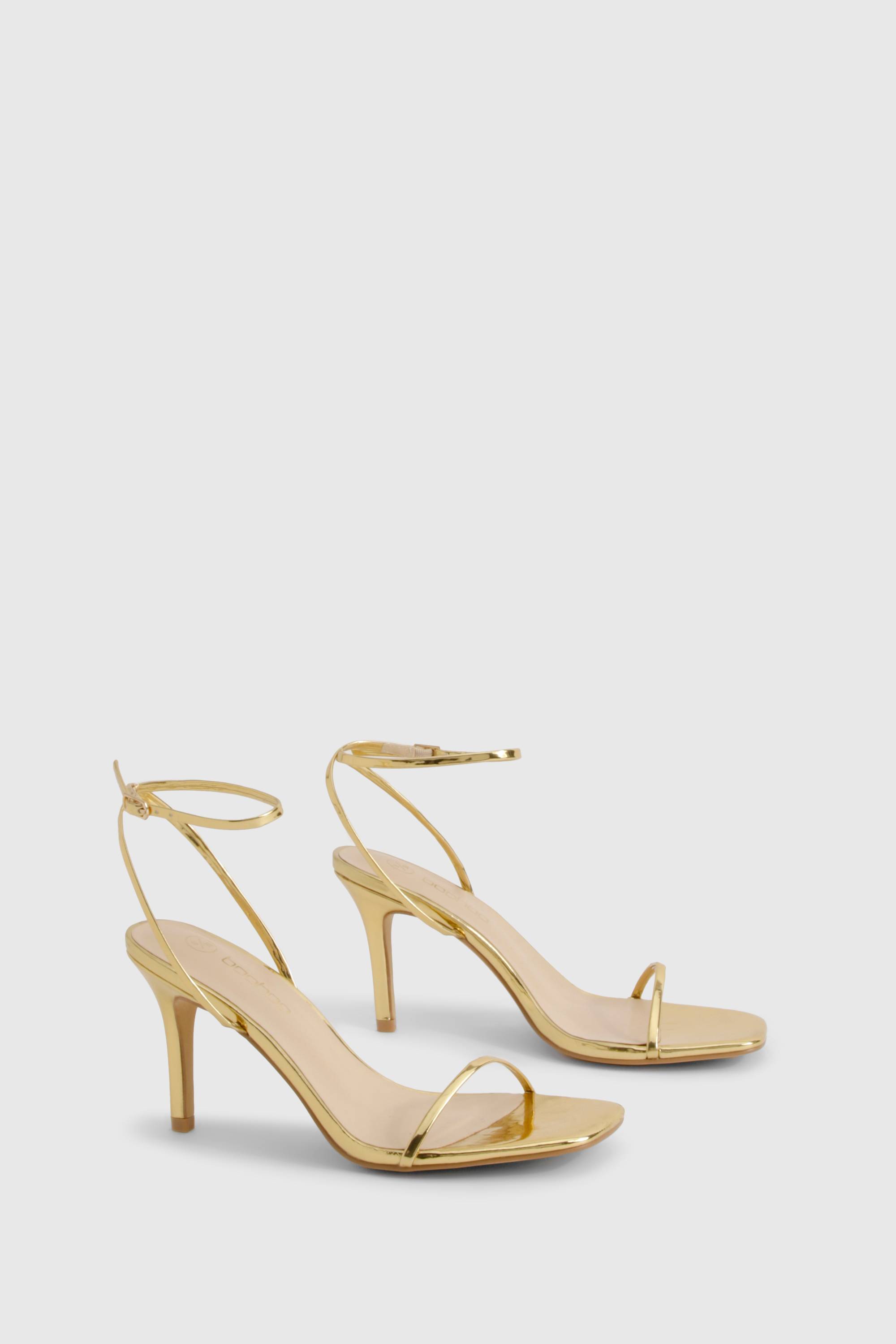 boohoo Metallic Barely There Low Stiletto Heels