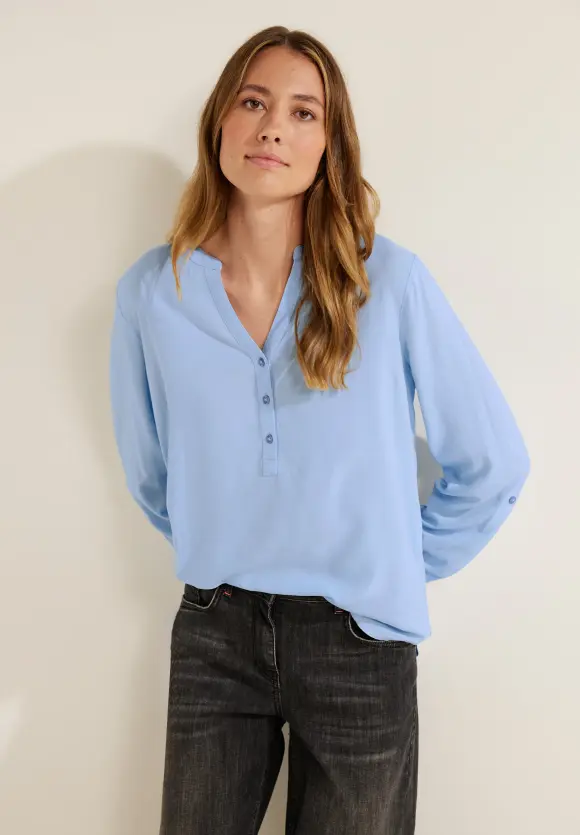 Bluse in Unifarbe - soft blouse blue
