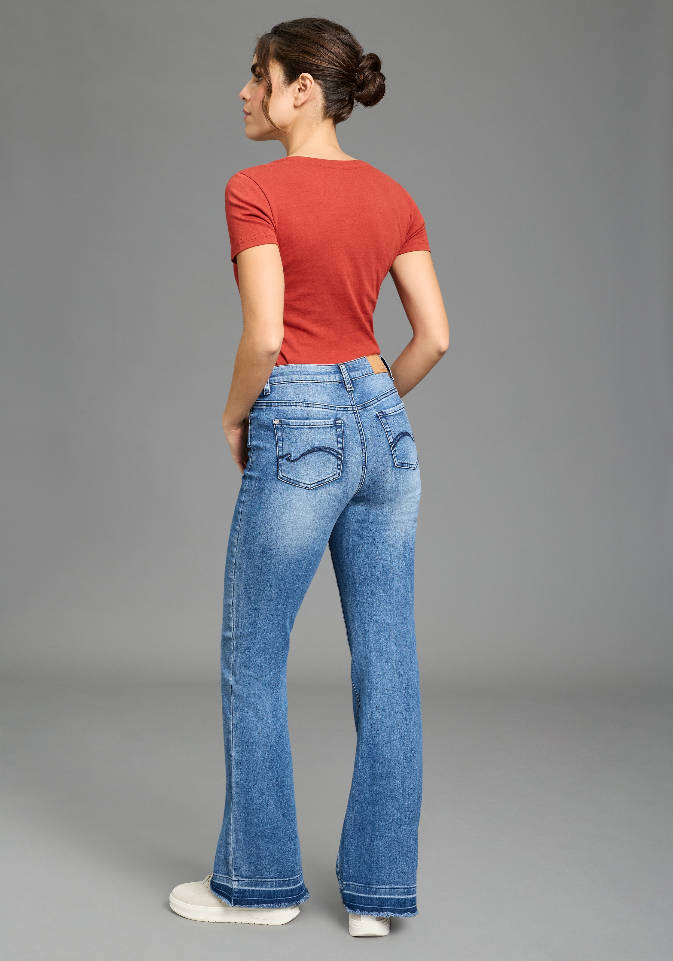 KangaROOS 7/8-Jeans »CULOTTE-JEANS«, gerade Passform,  modische Abriebeffekte,  normale Leibhöhe