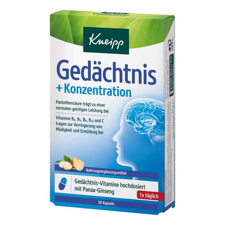 Kneipp Gedächtnis + Konzentration Kapseln, 30 St