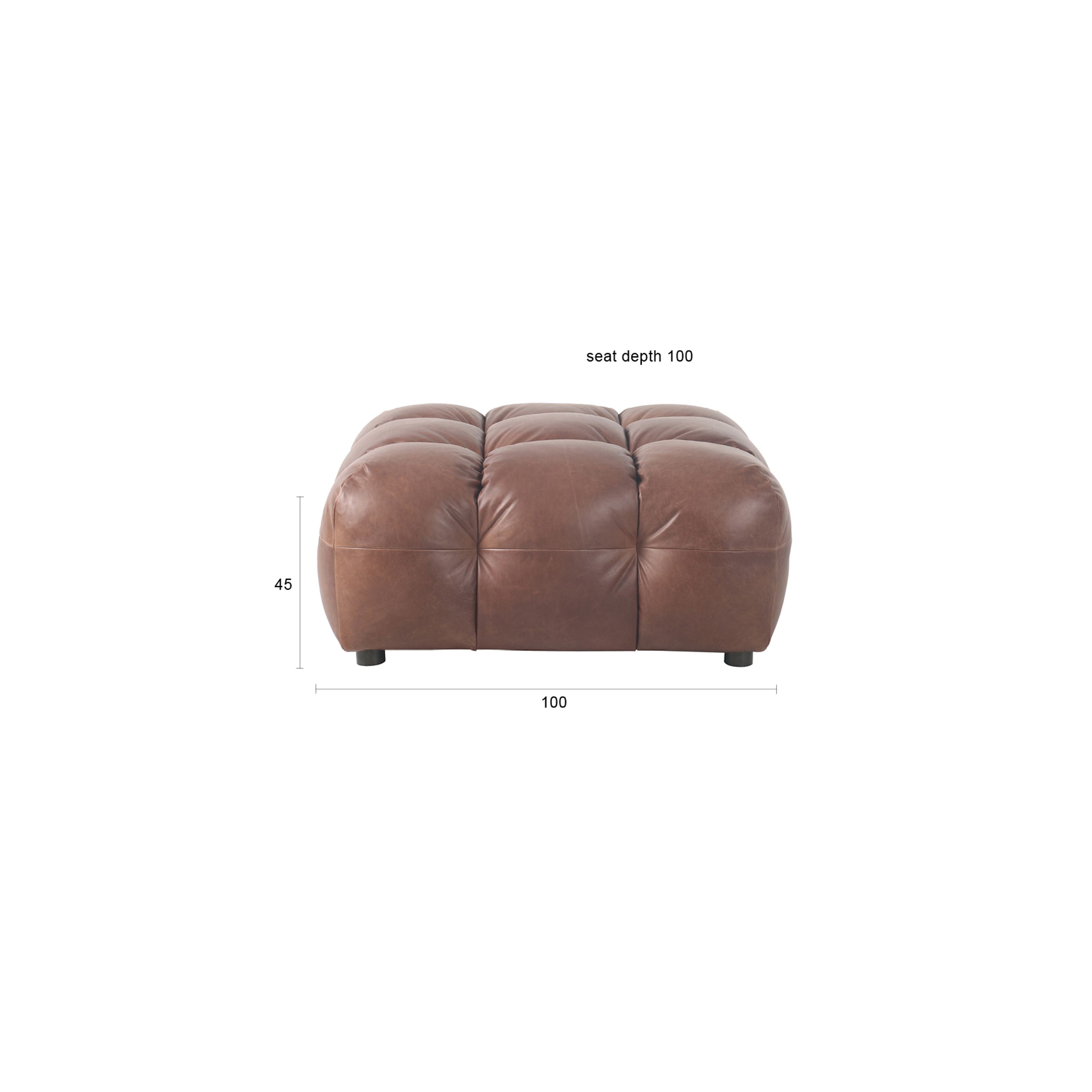 Dutchbone Hackman Hocker Leer Chocolade Bruin