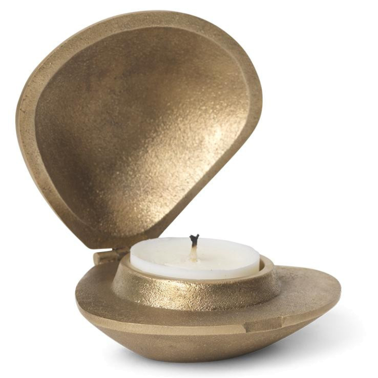 Ferm Living Clam waxinelichthouder messing