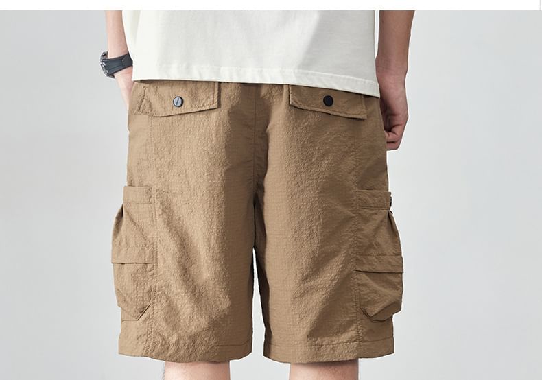 Nataro - Mid Rise Plain Cargo Shorts