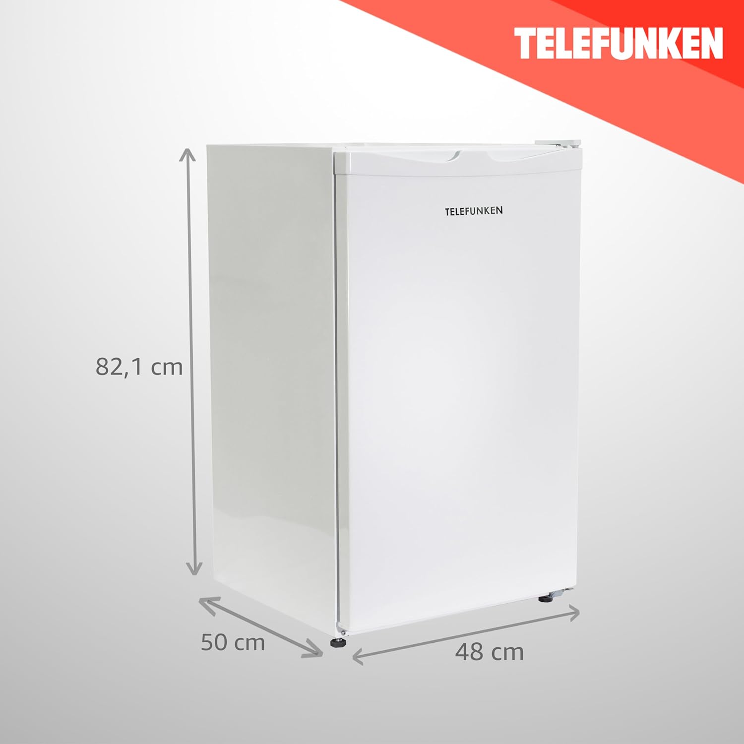 TELEFUNKEN Kühlschrank mit Gefrierfach (nur für Eiswürfel) | Freistehend | 89 Liter Nutzinhalt | Kühlschrank klein mit Gemüsefach | LED-Beleuchtung | Türanschlag wechselbar | CF-33-101-W2 weiß
