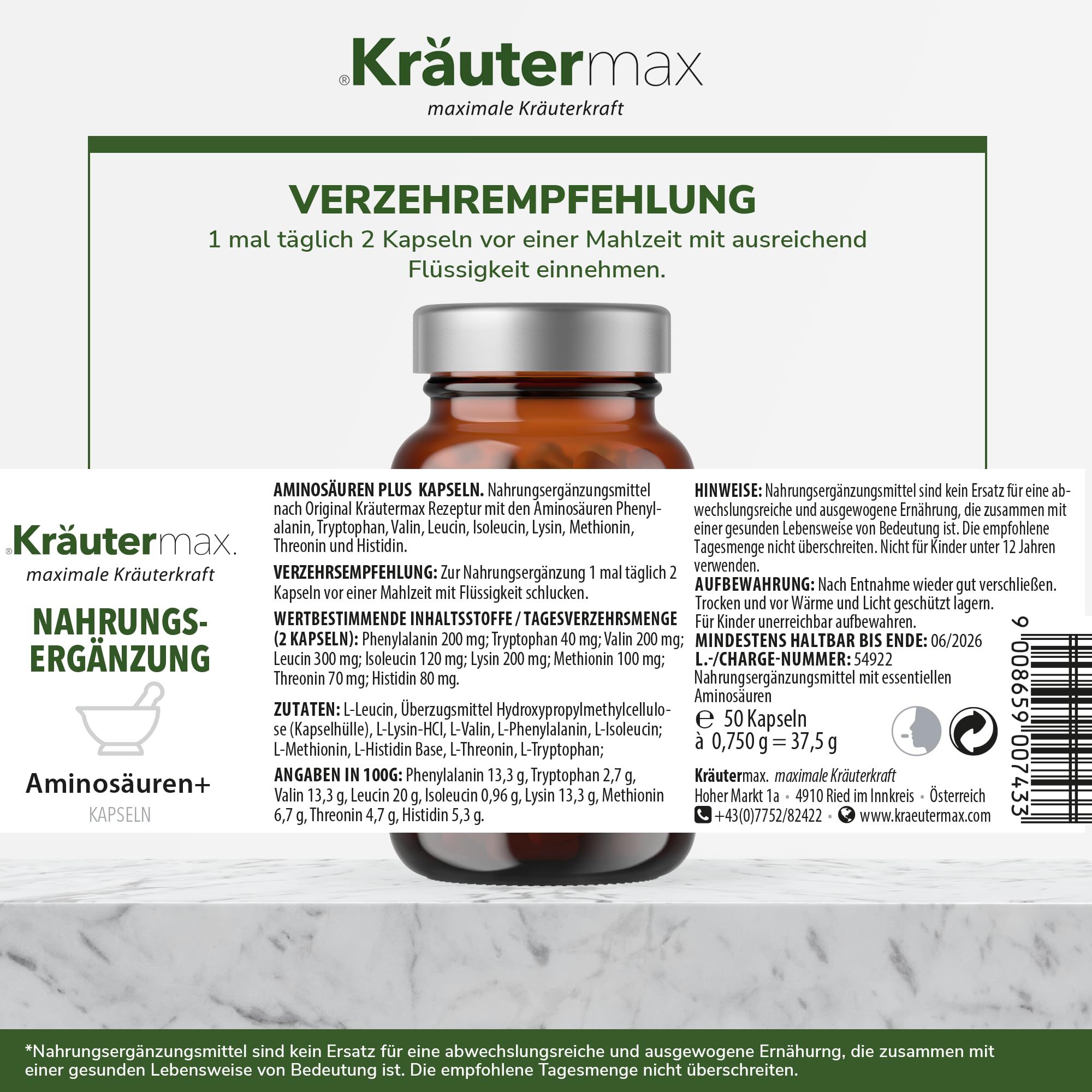 Kräutermax Aminosäuren plus Kapseln