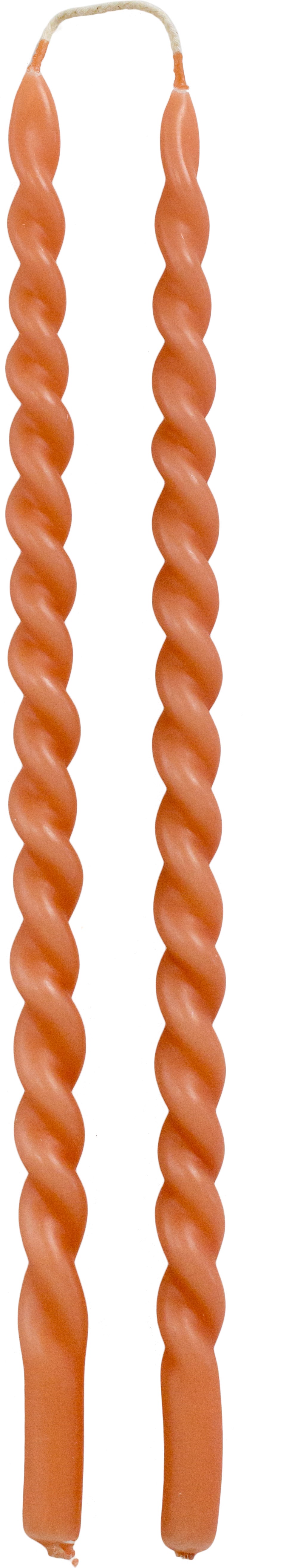 Rustik Lys dinerkaars Swirl terracotta 4 uur 2 stuks