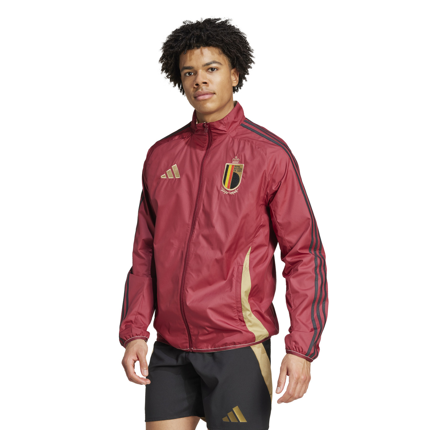 Adidas België Anthem Trainingsjack Reversible 2024-2026 Rood Zwart Goud Beige