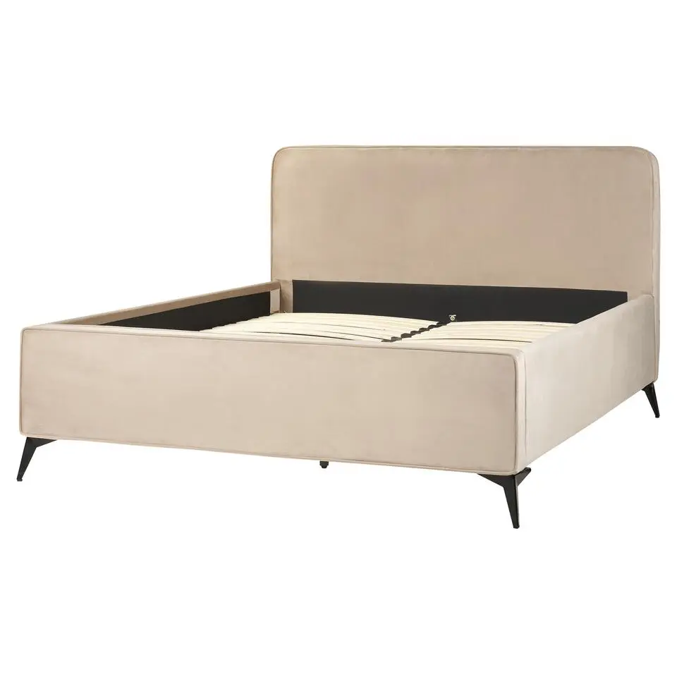 VALOGNES - Tweepersoonsbed - Taupe - 160 x 200 cm - Fluweel