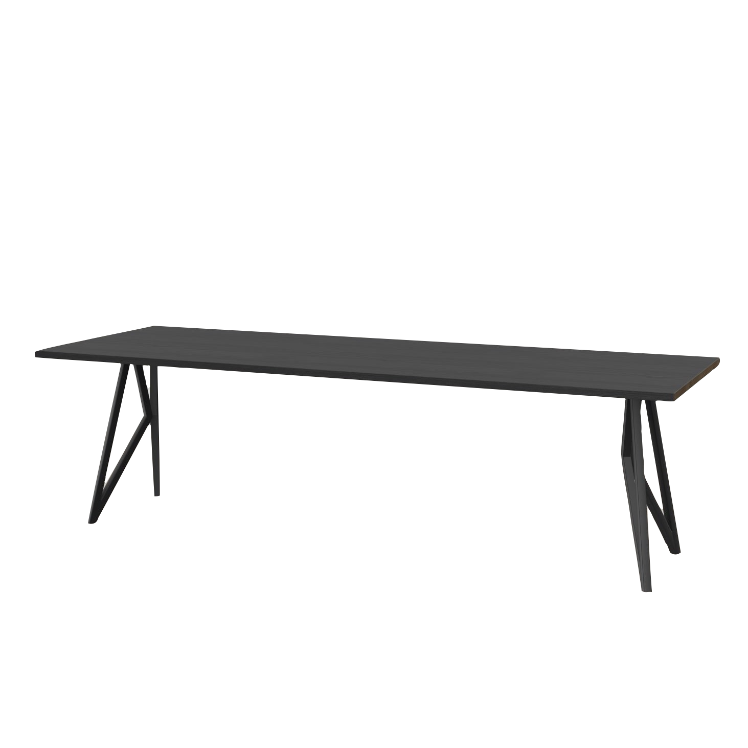 Studio HENK tafel Butterfly Rechthoekig - zwart frame, zwarte beits 240 x 90 | Zwarte Beits | Rechte Rand | Frame Zwart