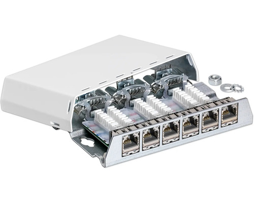 Rutenbeck Patchpaneel 10 Gigabit CAT.6A 6-poorts RJ45-aansluitingen zuiver wit