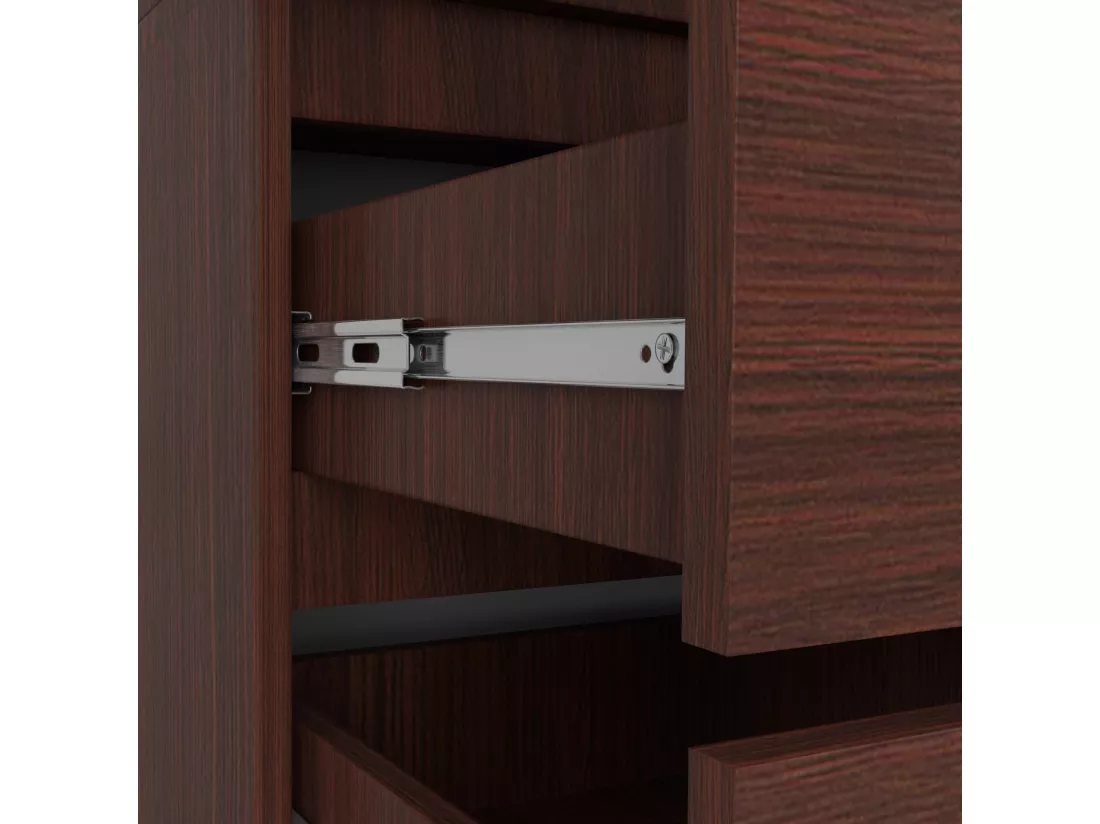 Armoire AKORD S90 Wengé 90 cm 2 portes 2 tiroirs façade Wengé 4 étagères 90x51x180 cm