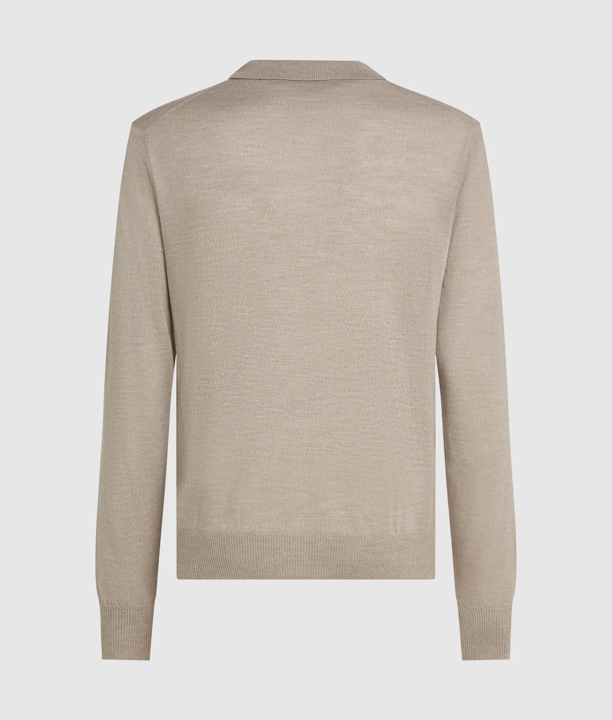 Merinoswol polo met lange mouwen
