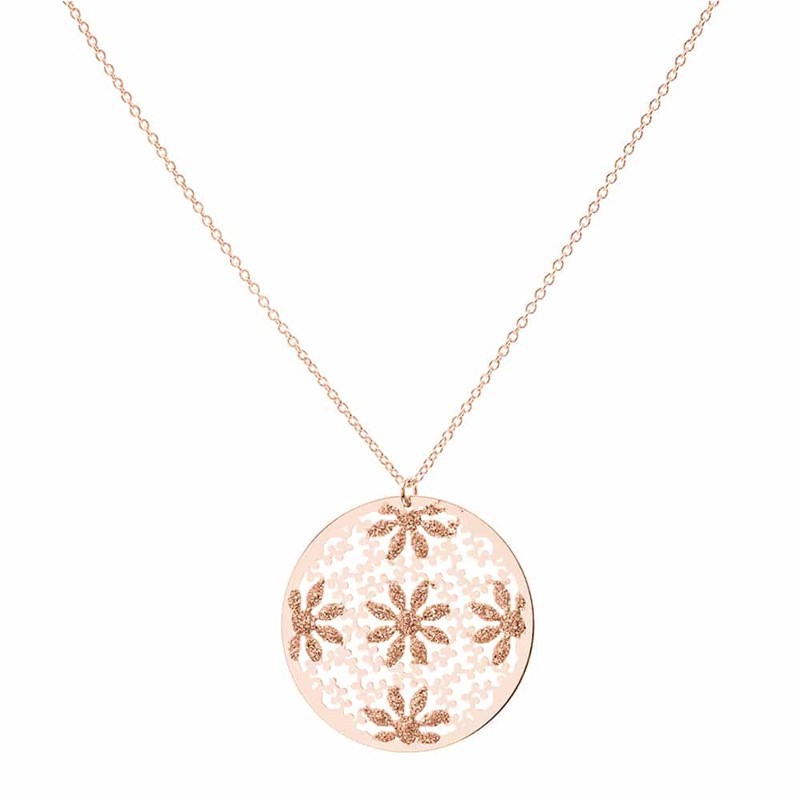 Collier Argent Rose Motif Soleil