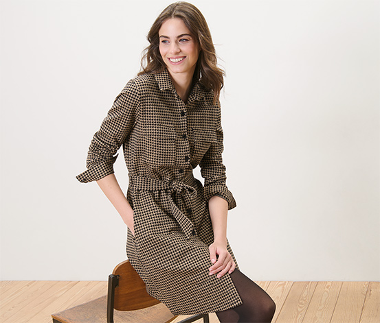 Sweatkleid mit Hahnentritt-Jacquard