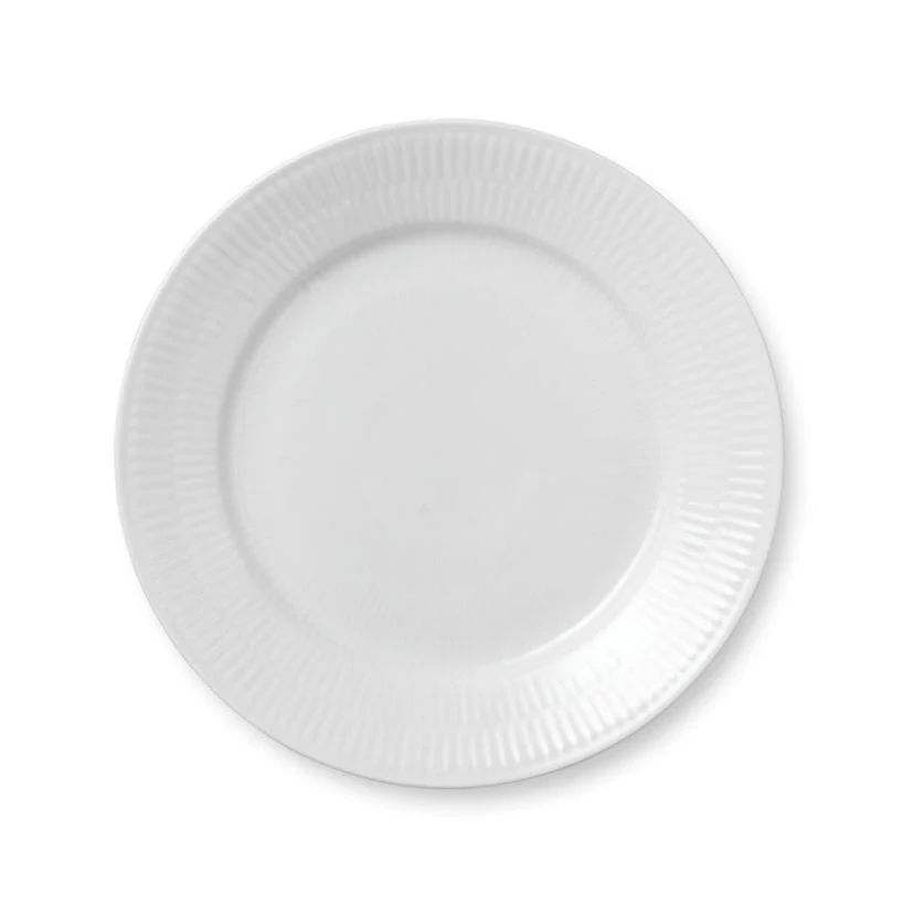 Royal Copenhagen  Hvid Riflet tallerken - 22 cm.